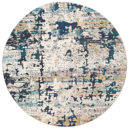 Safavieh 3 x 3 ft. Madison 400 Power Loomed Round Area Rug; Cream & Blue MAD469B-3R